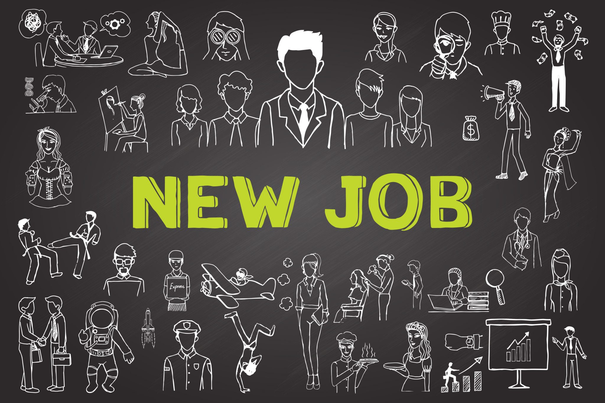 chalkboard doodle new job 101657090 GCC green