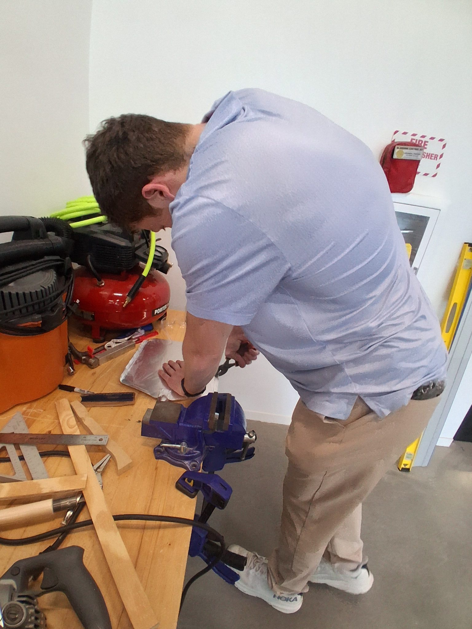 Augusta University Occupational Therapy Student building medical devices in Garage Makerspace