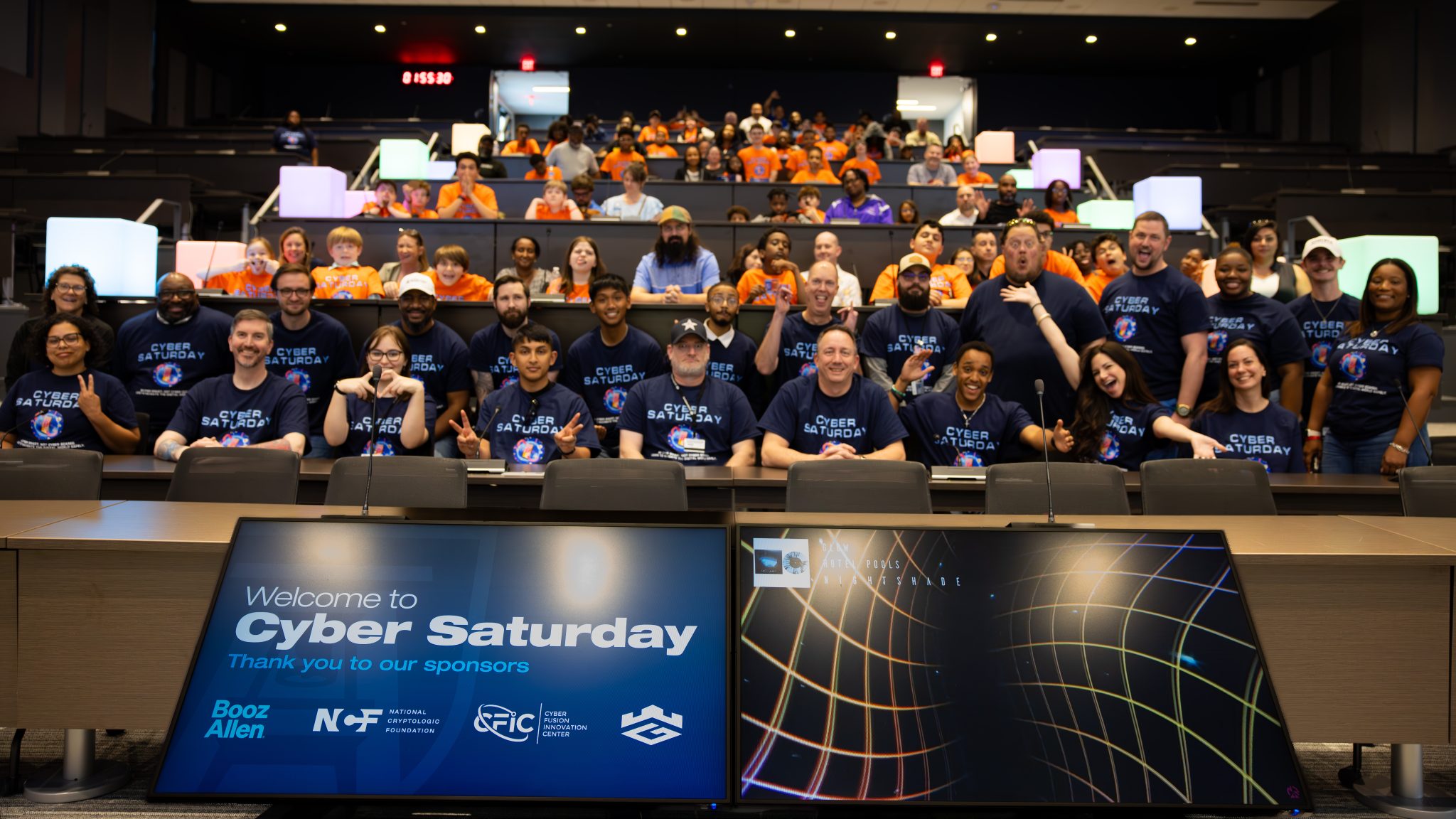 Students from across Georgia at the Georgia Cyber Center for Cyber Saturday