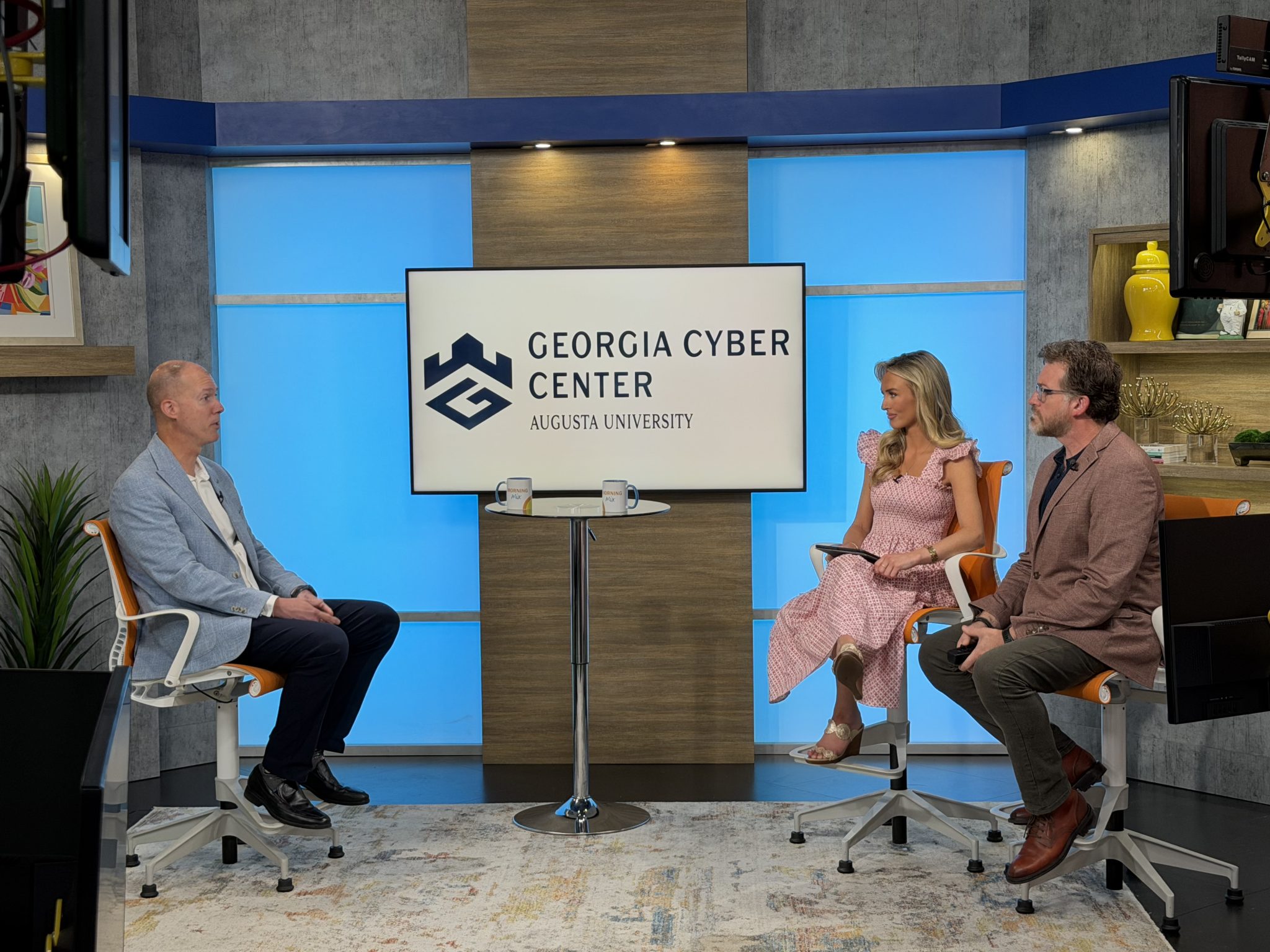 Georgia Cyber Center's Executive Director, Eric Toler, doing an interview on the set of WRDW's The Morning Mix