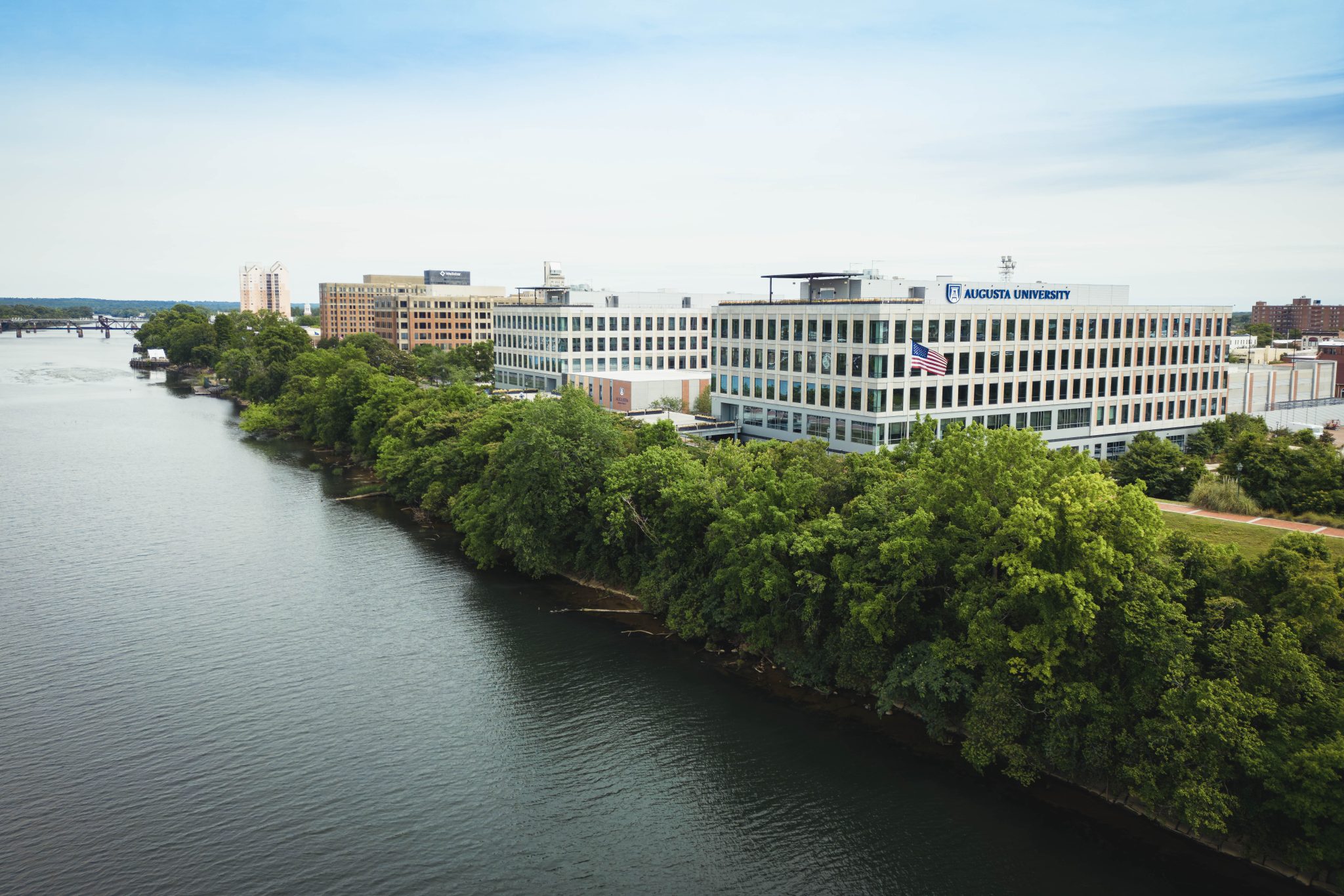 Georgia Cyber Center at Augusta University campus view from the Savannah River
