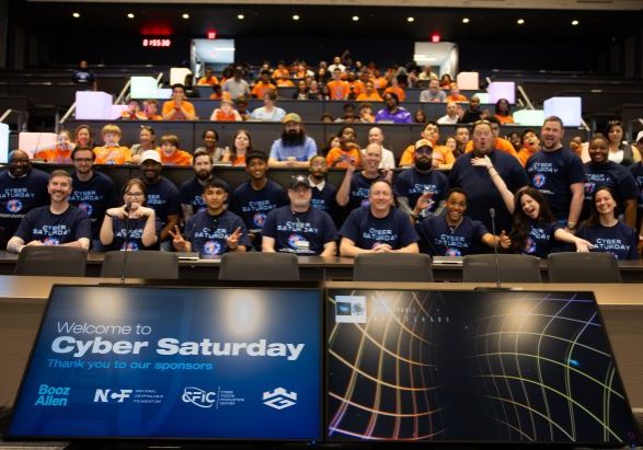 Students from across Georgia at the Georgia Cyber Center for Cyber Saturday