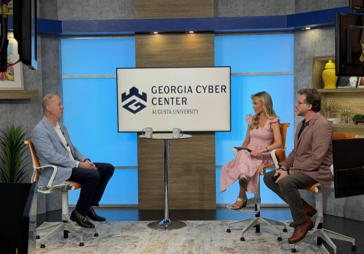 Georgia Cyber Center's Executive Director, Eric Toler, doing an interview on the set of WRDW's The Morning Mix